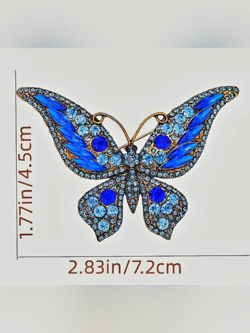 Elegant Blue Crystal Butterfly Brooch - Women Jewelry - Picture 3 of 3
